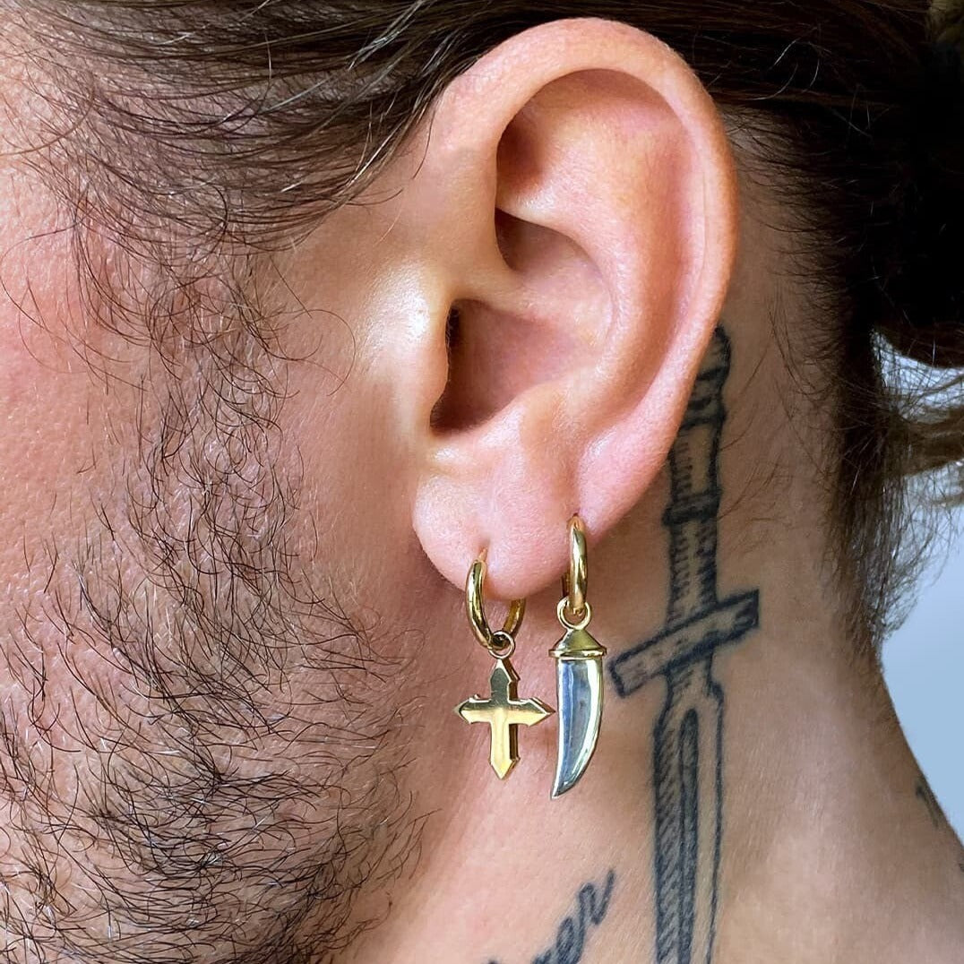 EARRING "CHILI" / SILVER & SOLID YELLOW GOLD