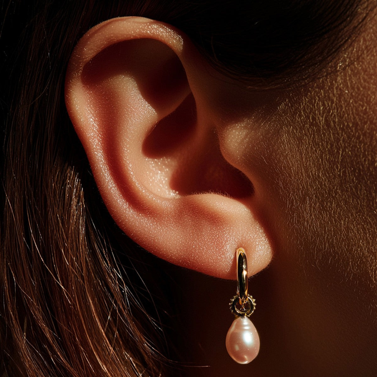 EARRING "LILAC FORBIDDEN FRUIT" WITH FRESHWATER PEARL | GOLD