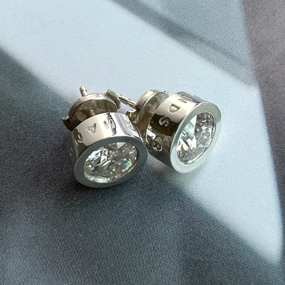 STUDS "STONE BALL" WITH MOISSANITE / SILVER