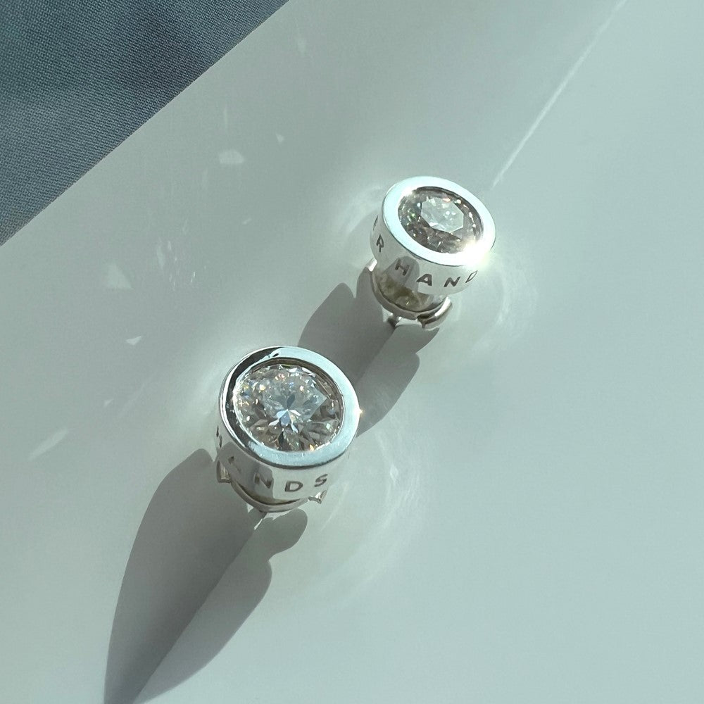 STUDS "STONE BALL" WITH MOISSANITE / SILVER