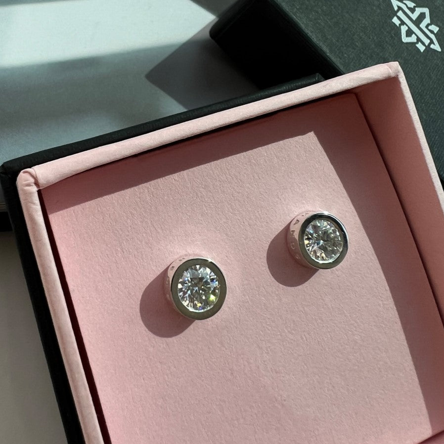 STUDS "STONE BALL" WITH MOISSANITE / SILVER