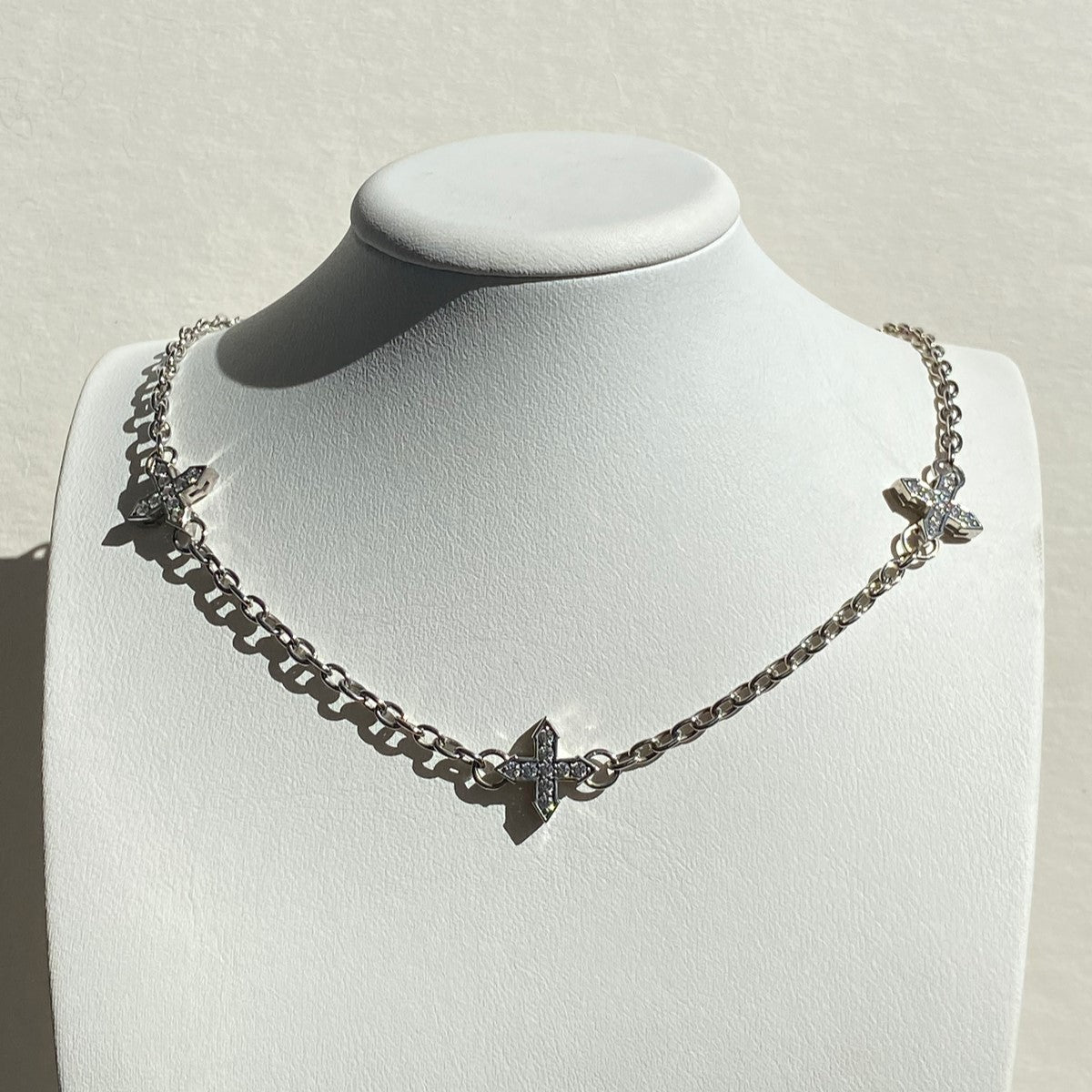 NECKLACE "THREE STARS "GLOW" WITH MOISSANITE / SILVER