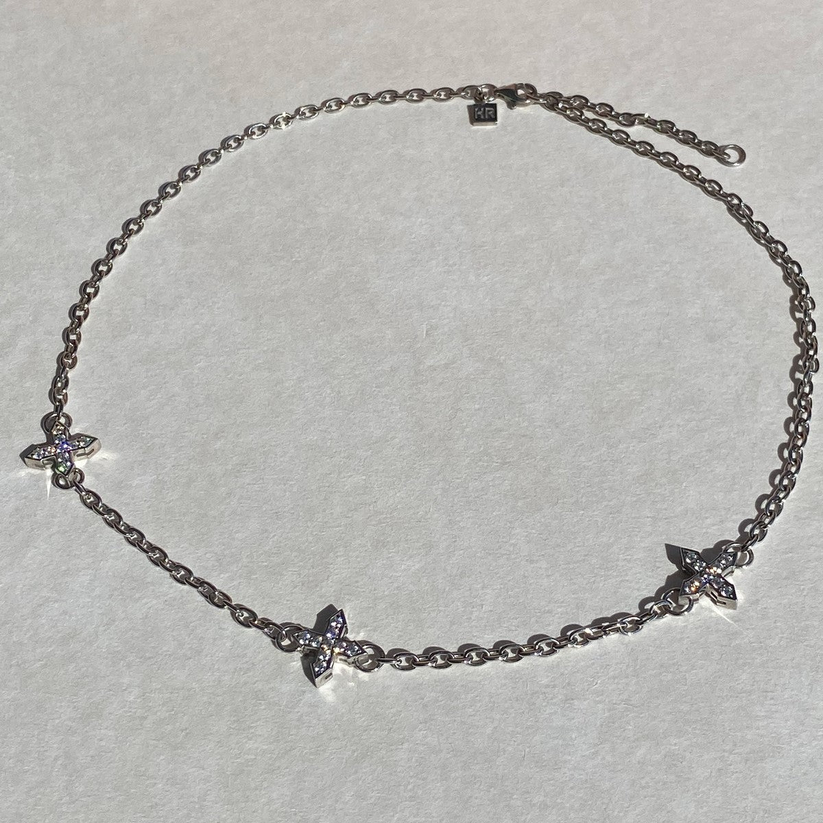 NECKLACE "THREE STARS "GLOW" WITH MOISSANITE / SILVER