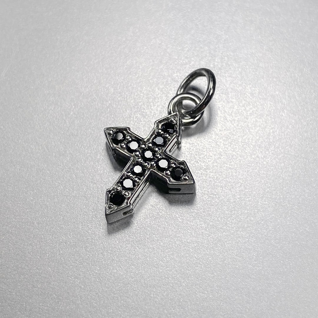 PENDANT CROSS "GLOW" WITH BLACK DIAMONDS / SOLID GOLD