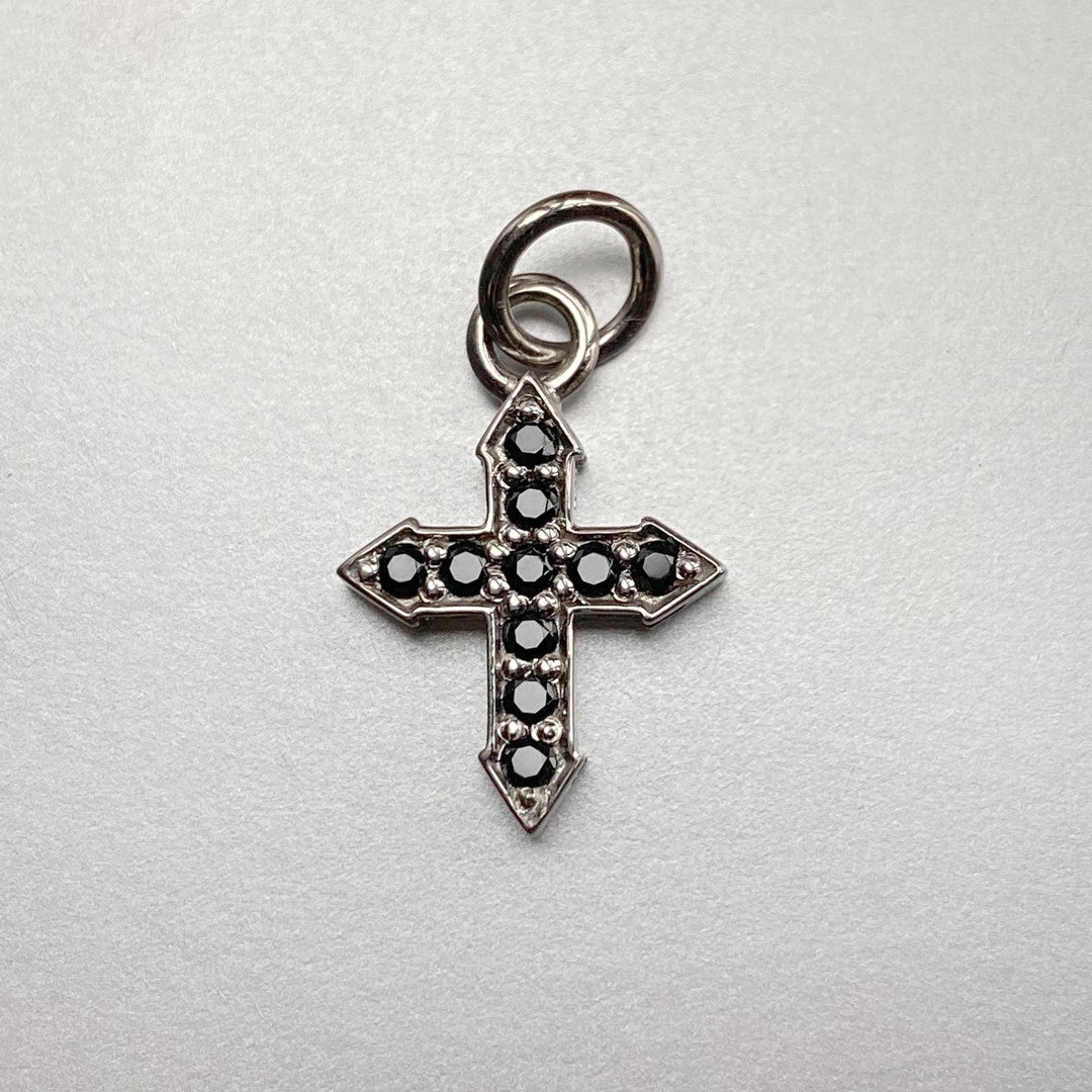 PENDANT CROSS "GLOW" WITH BLACK DIAMONDS / SOLID GOLD