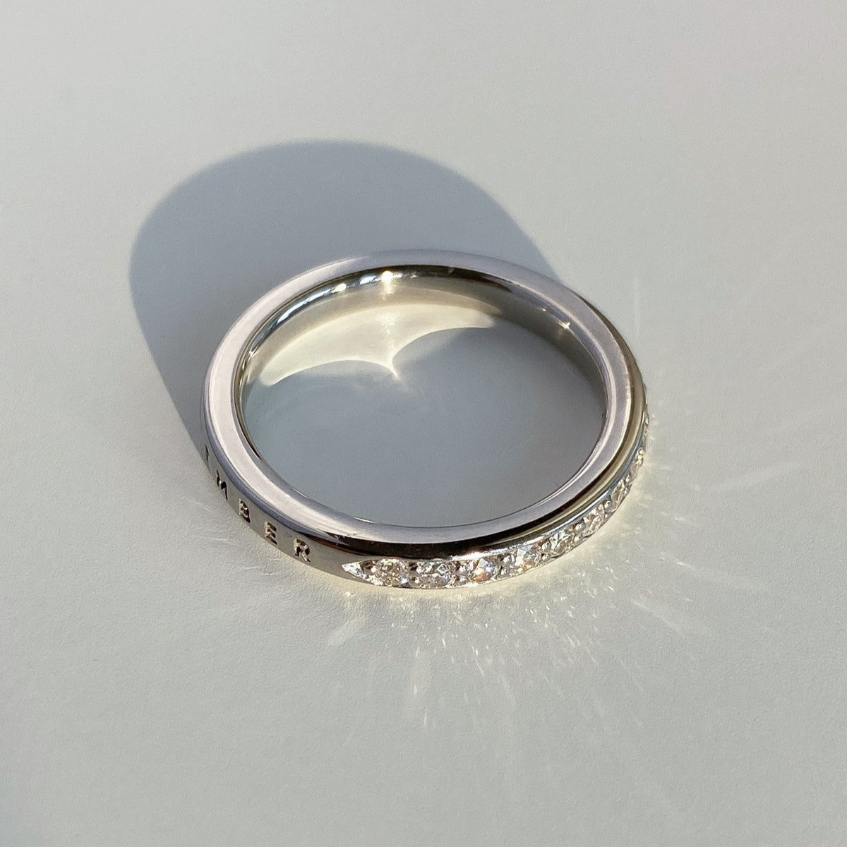 RING "MEMORIES" WITH A HALF CIRCLE OF MOISSANITE | GOLD