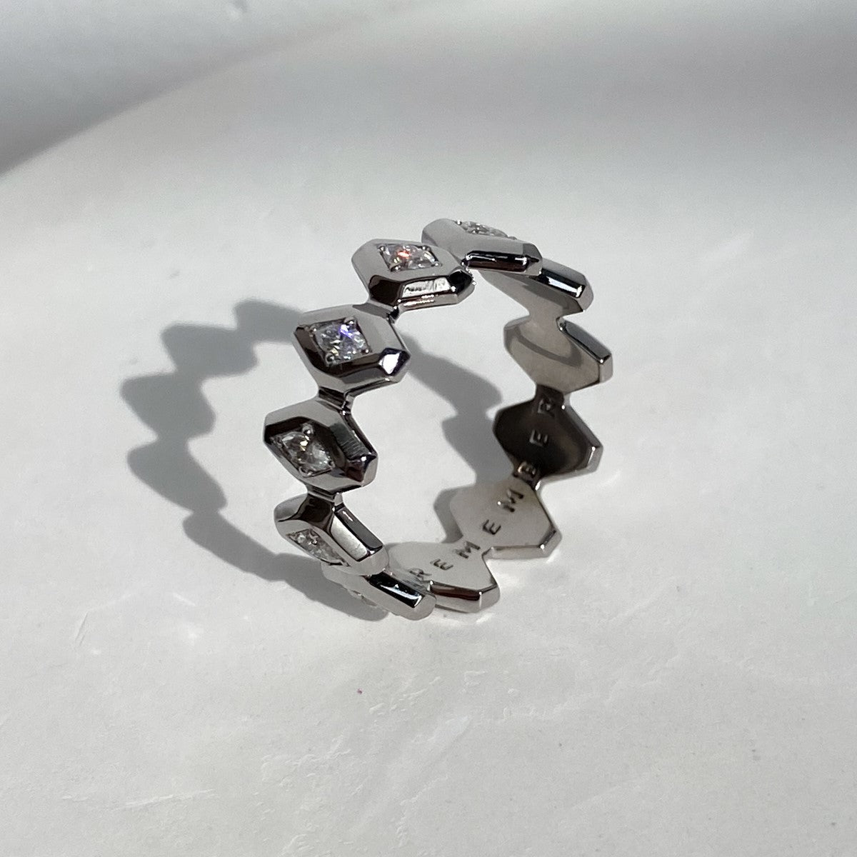 RING "SCALES" WITH MOISSANITE | SILVER