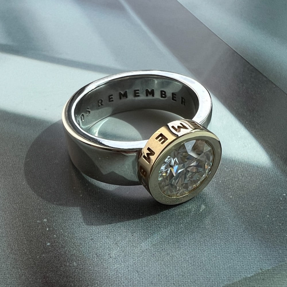 RING "STONE BALL" WITH MOISSANITE / SOLID GOLD & SILVER