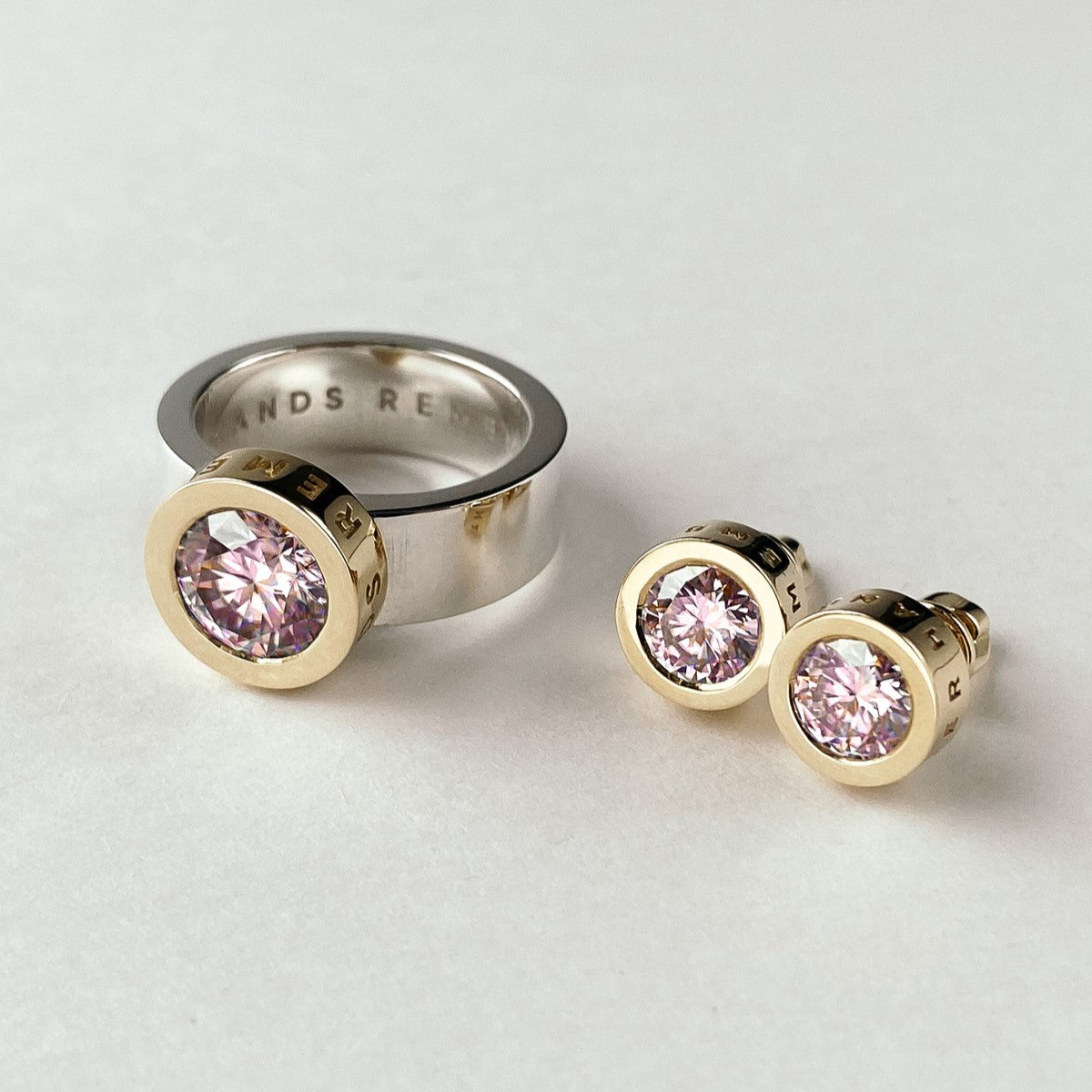 SET "STONE BALL" WITH MORGANITE | SOLID GOLD