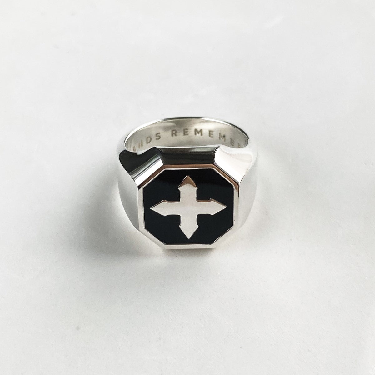 SIGNET RING "PASTOR" WITH BLACK ENAMEL | SILVER
