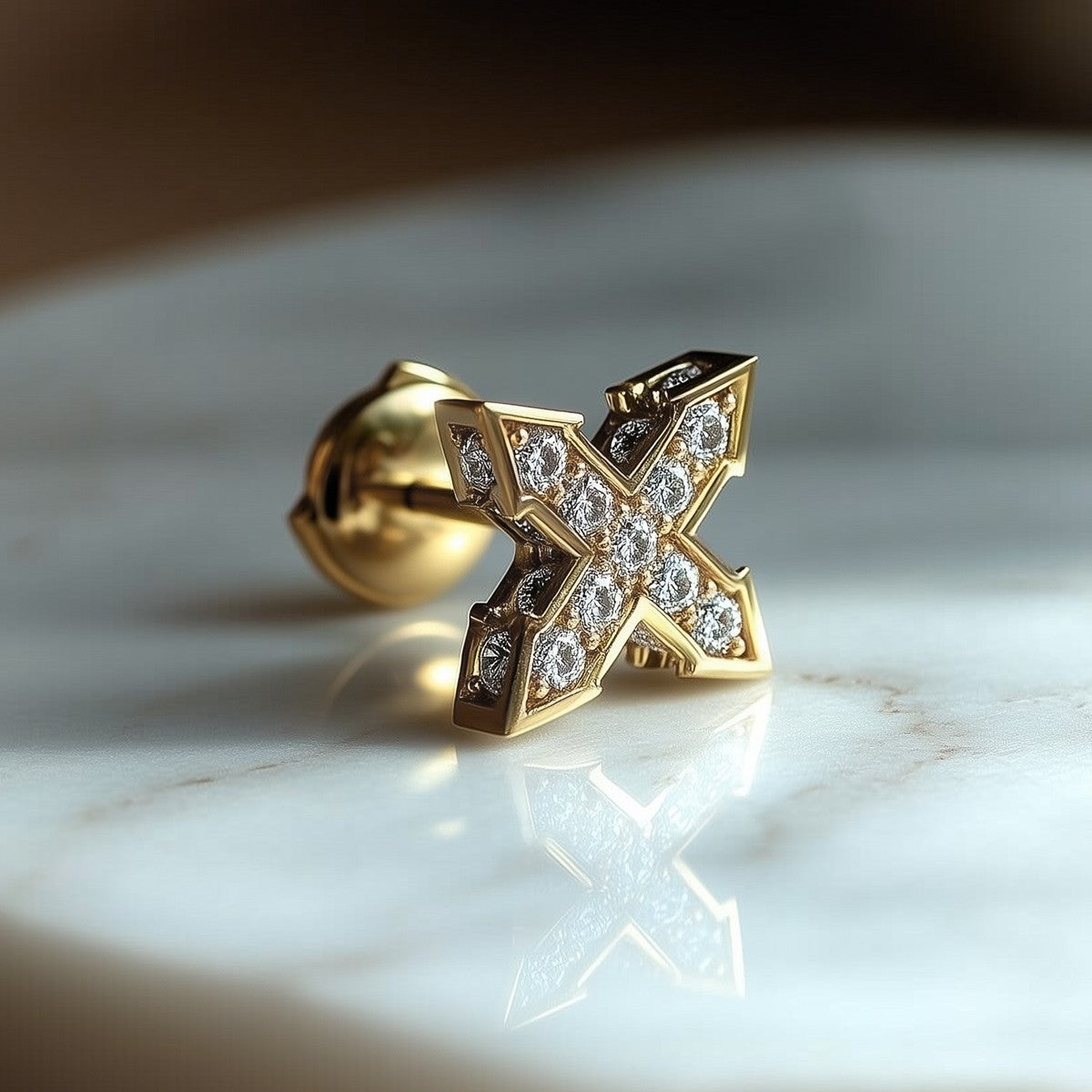 STUD STAR "ABSOLUTE GLOW" WITH WHITE DIAMONDS | GOLD