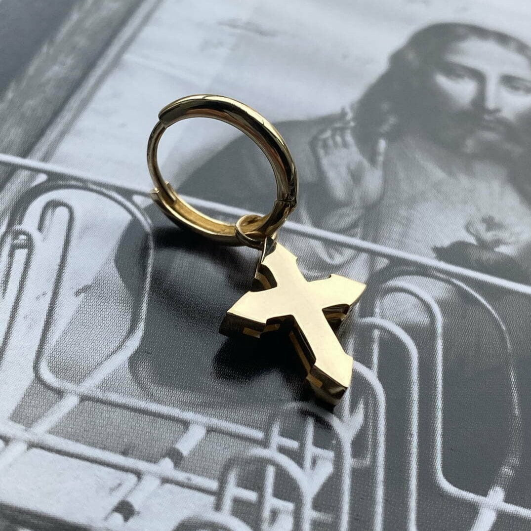 EARRING CROSS "CARRER MAJOR" / SOLID GOLD