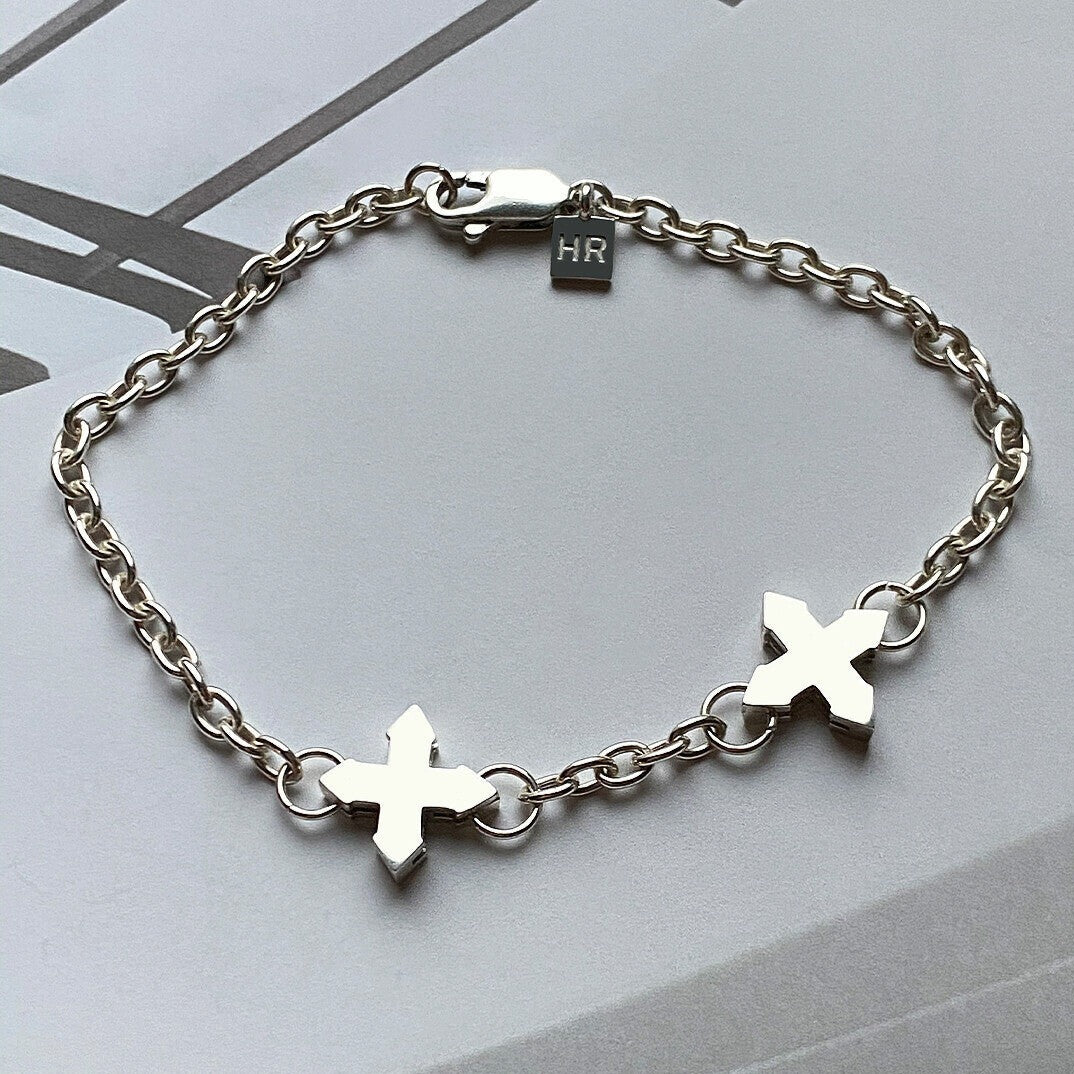 CHAIN BRACELET "TWO STARS" / SILVER