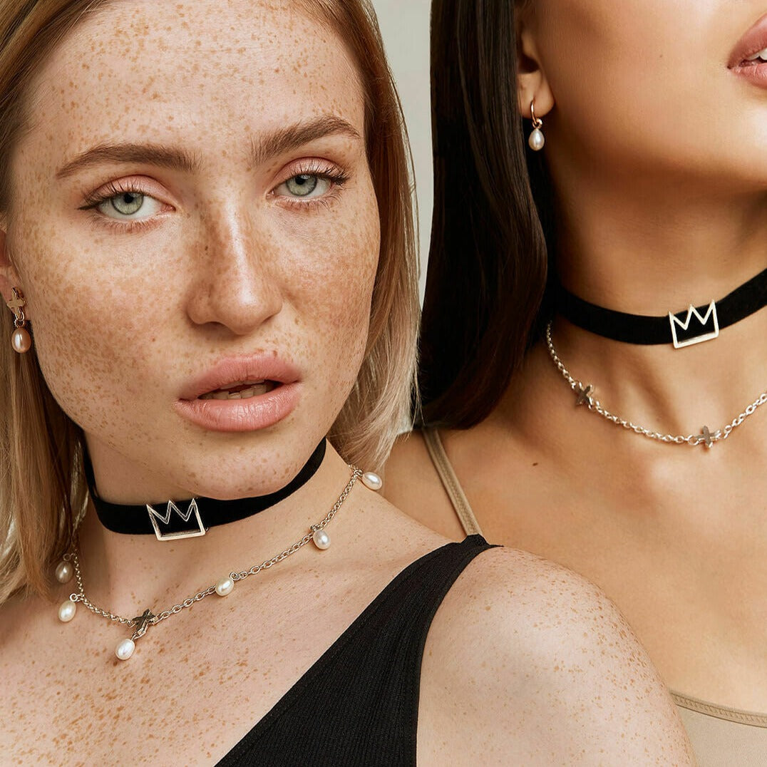 ONE - SEVEN CHAIN / SILVER & WHITE PEARLS