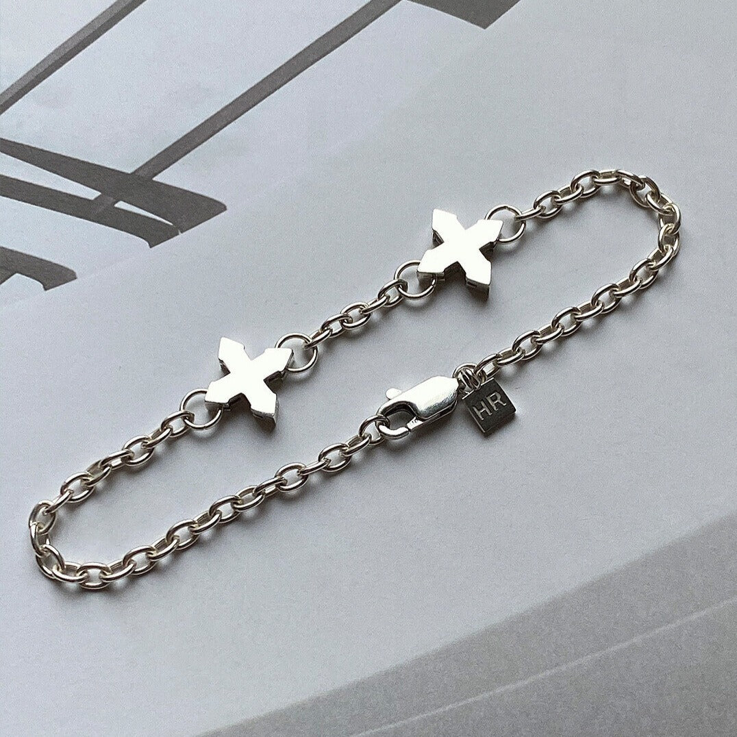 CHAIN BRACELET "TWO STARS" / SILVER