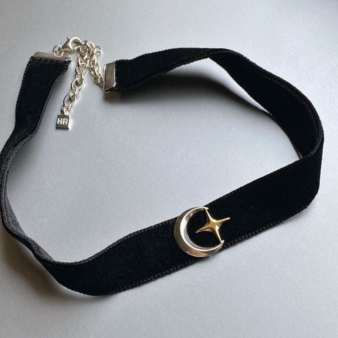 CHOKER "CRESCENT & STAR" / SOLID GOLD & SILVER