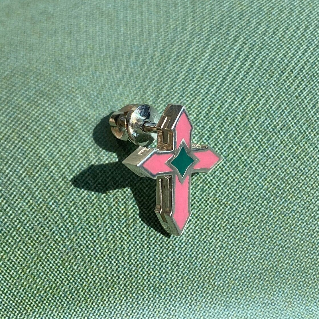 STUD CROSS “STAINED GLASS” / SILVER & COLORED ENAMEL