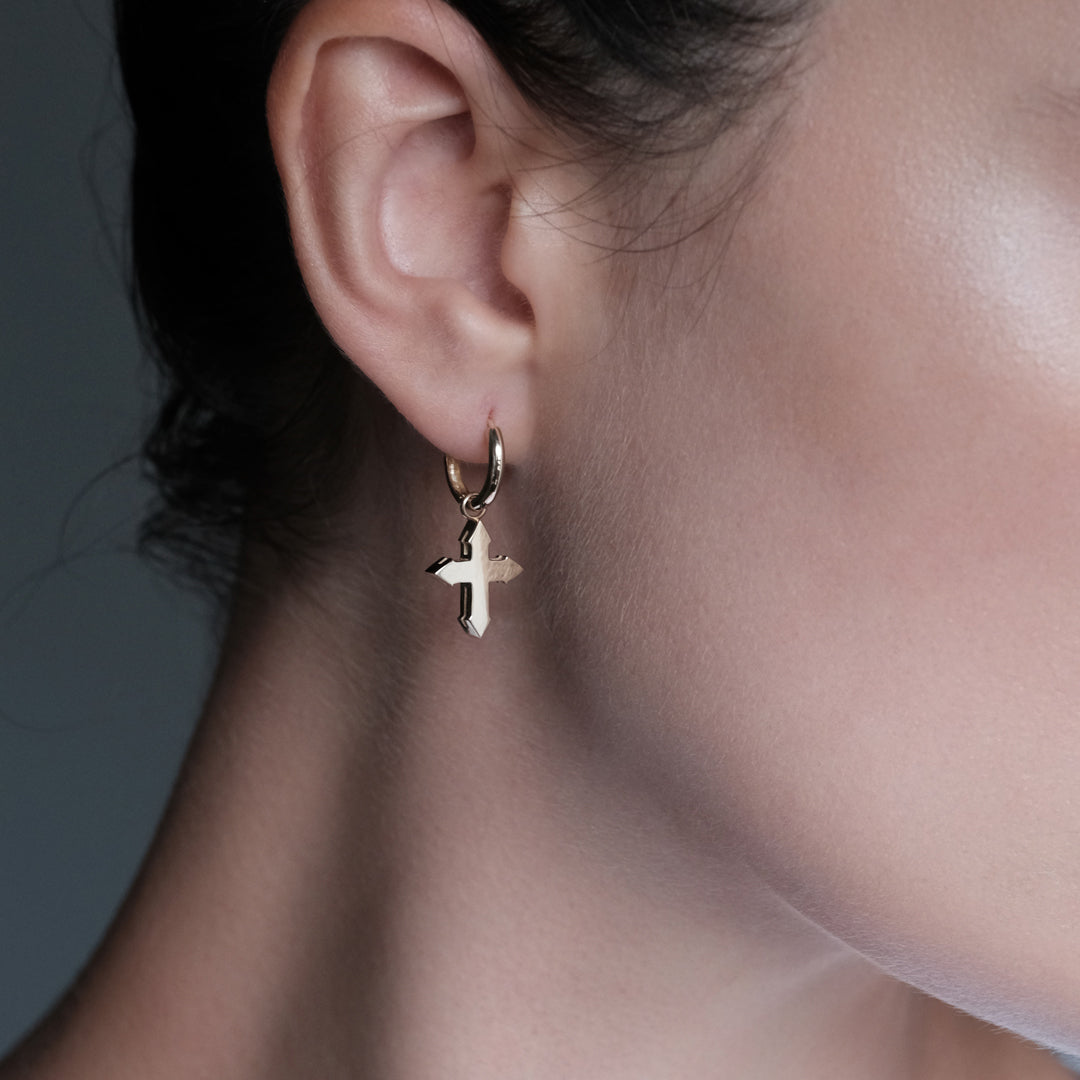 EARRING CROSS "CARRER MAJOR" / SOLID GOLD