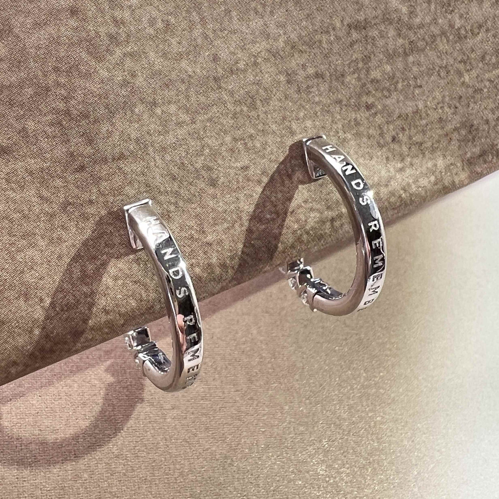 HOOP EARRINGS "ARCHES" WITH WHITE DIAMONDS / SOLID GOLD