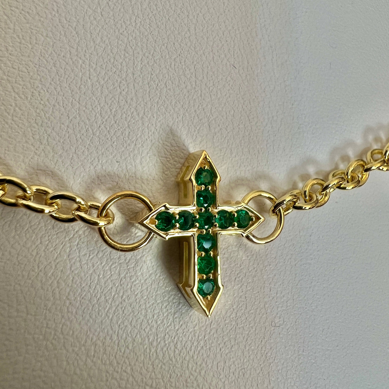 NECKLACE "TRINITY" WITH EMERALDS  / SOLID GOLD