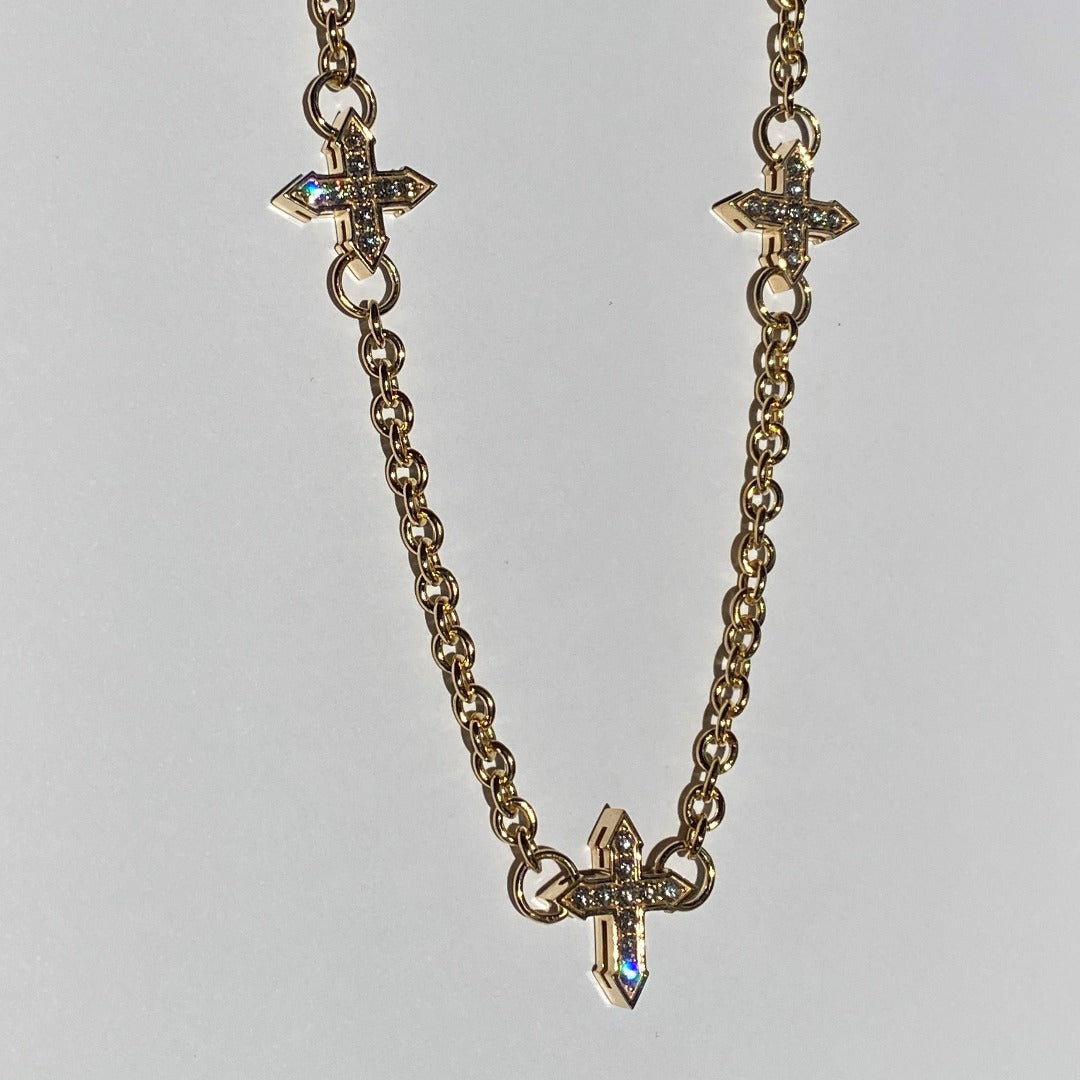 TRINITY CHAIN WITH WHITE DIAMONDS / SOLID GOLD
