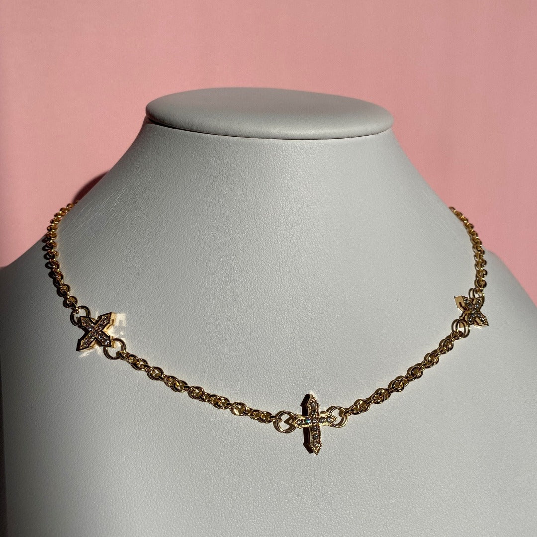 TRINITY CHAIN WITH WHITE DIAMONDS / SOLID GOLD