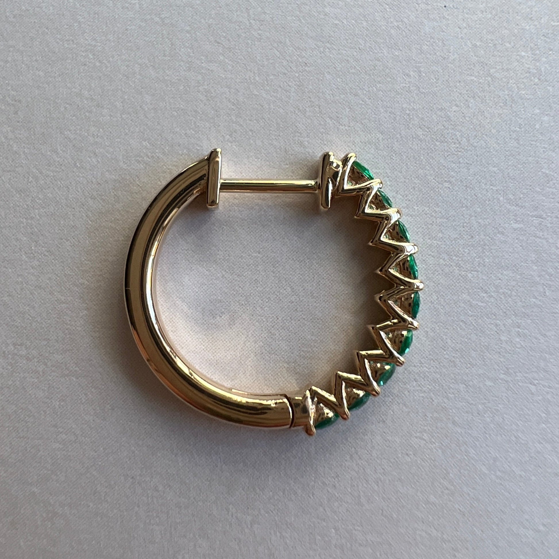 HOOP EARRING "ARCHES" WITH EMERALDS / SOLID GOLD