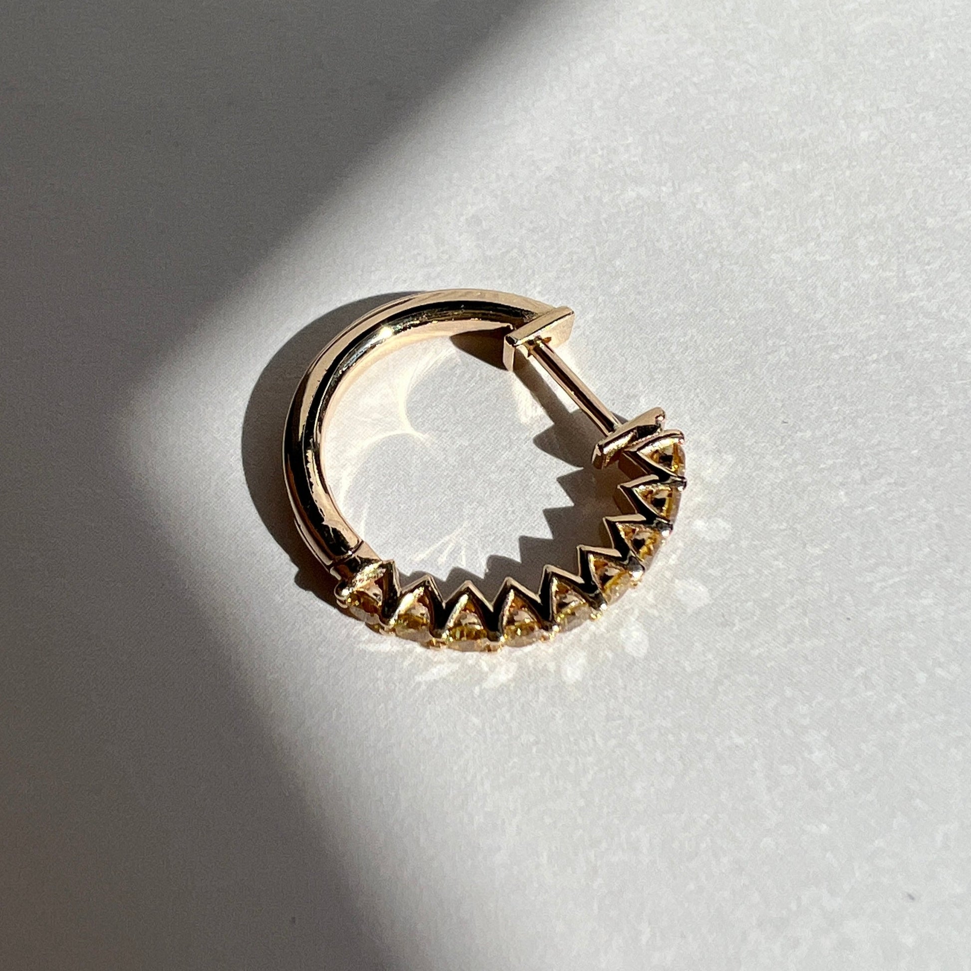 HOOP EARRING "ARCHES" WITH ROYAL YELLOW DIAMONDS / SOLID GOLD
