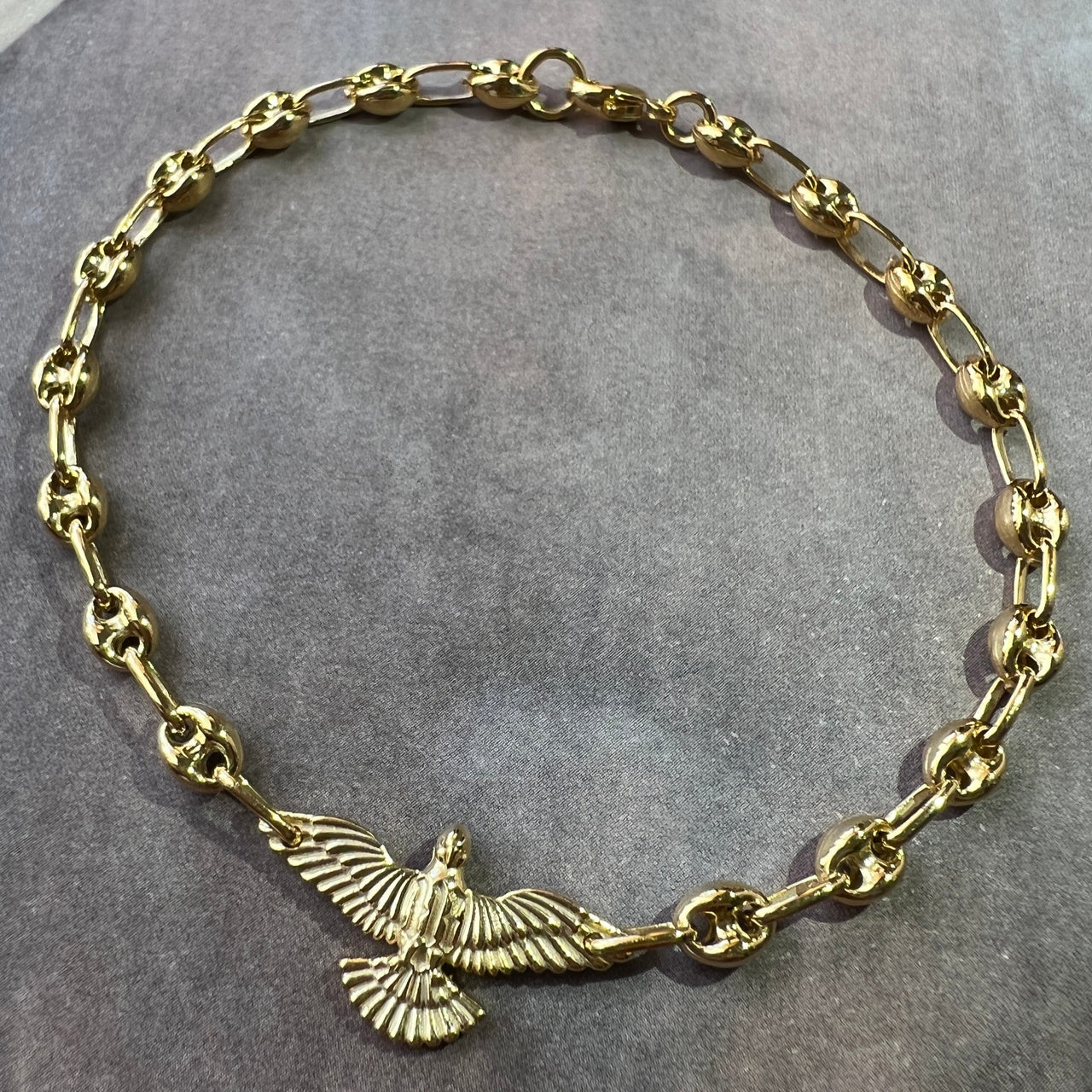 CUSTOM CHAIN BRACELET "DOVE" / GOLD-PLATED SILVER (8 IN)