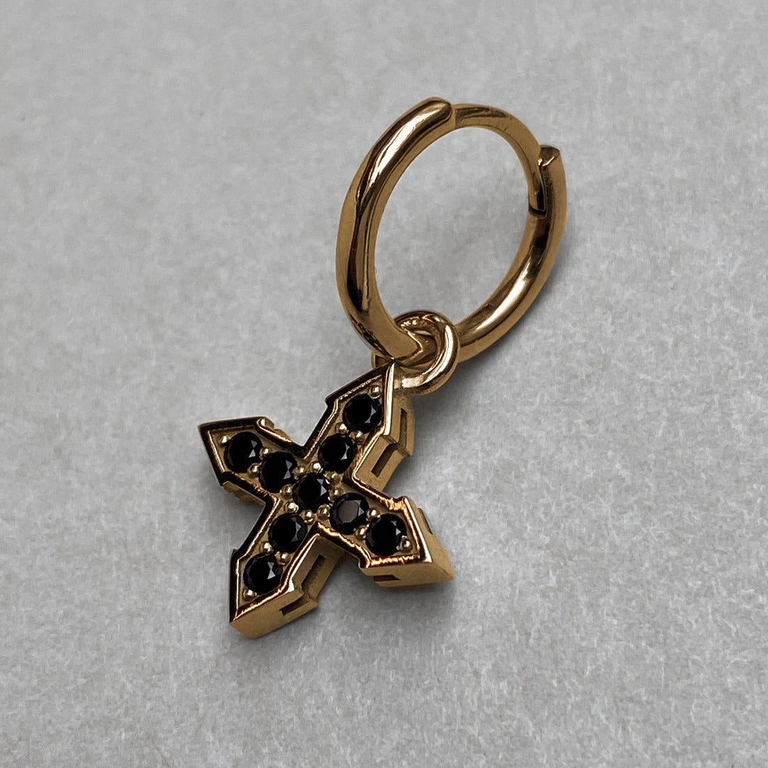 EARRING STAR "GLOW" WITH BLACK DIAMONDS / SOLID GOLD