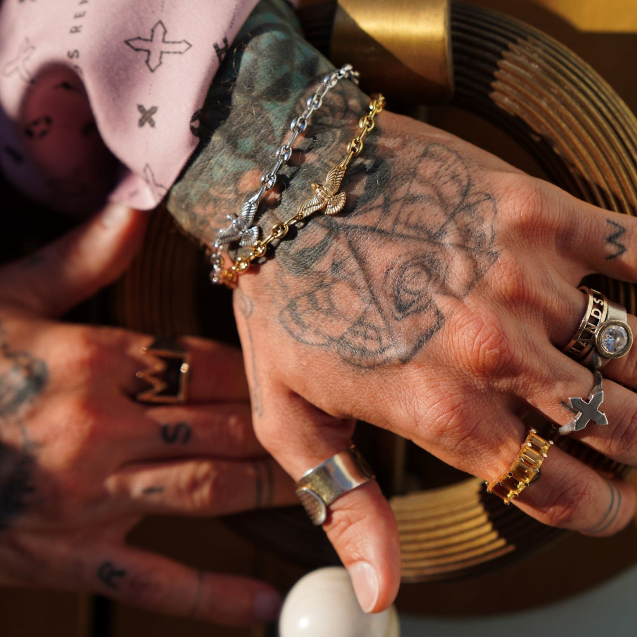 CUSTOM CHAIN BRACELET "DOVE" / GOLD-PLATED SILVER (8 IN)