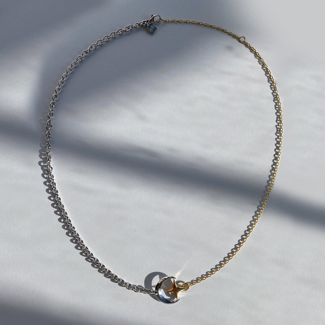NECKLACE "CRESCENT & STAR" / SOLID GOLD