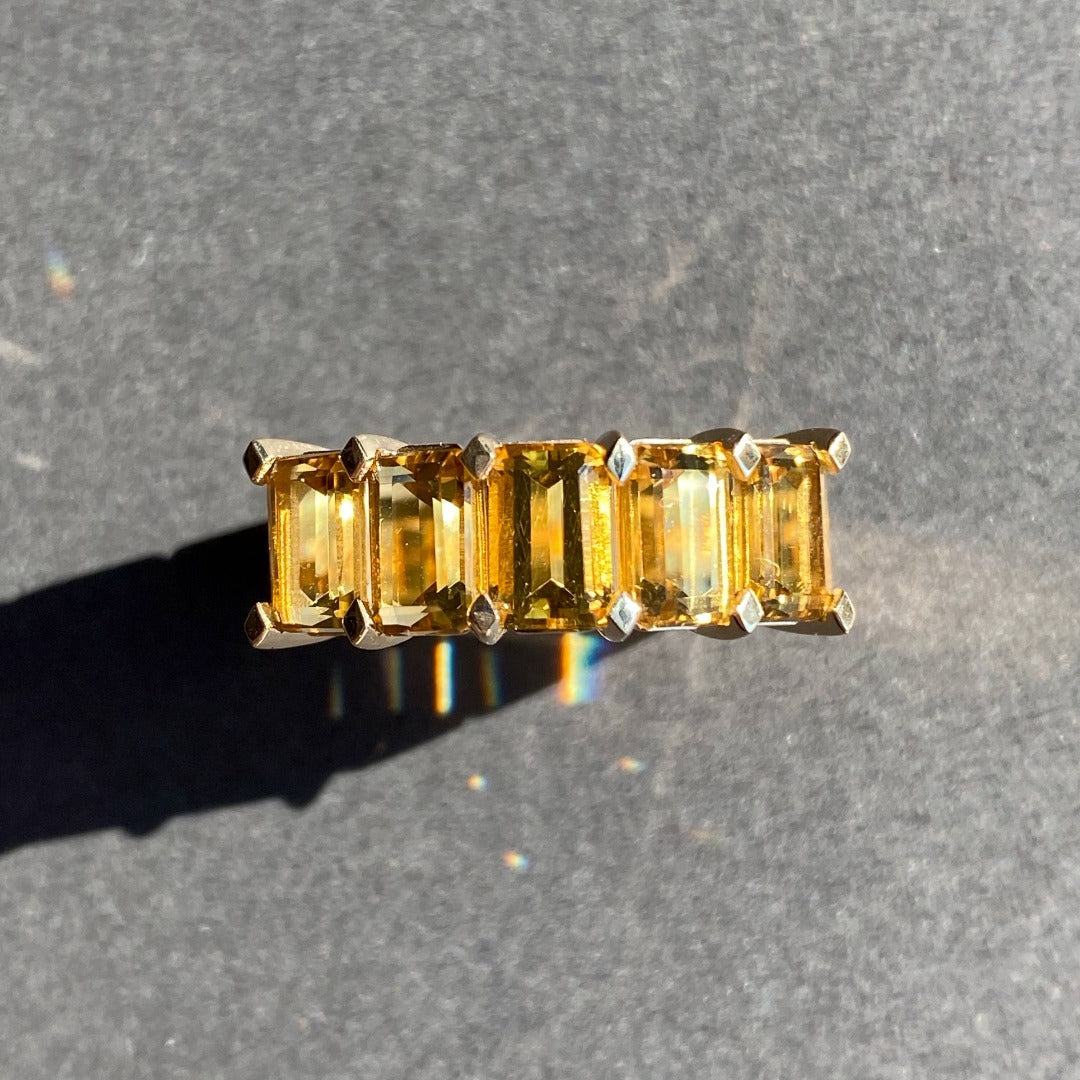 RING "EDGE" WITH YELLOW BERYLS / SOLID GOLD