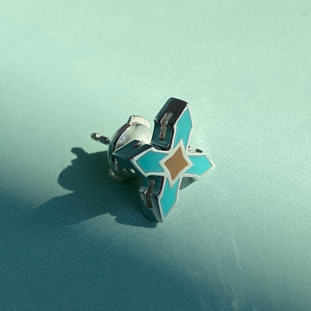 STUD STAR “STAINED GLASS” / SILVER & COLORED ENAMEL