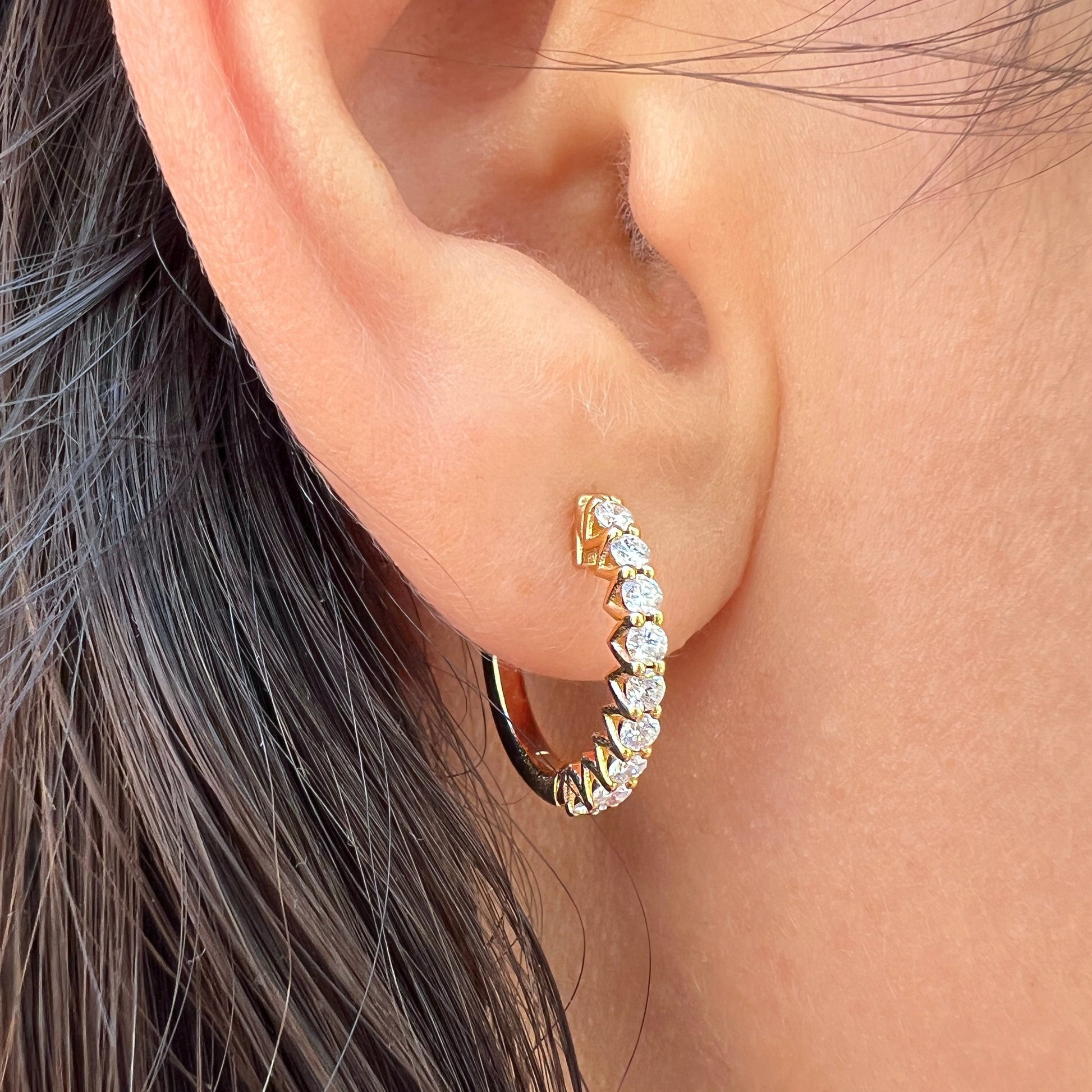 HOOP EARRING "ARCHES" WITH WHITE DIAMONDS / SOLID GOLD