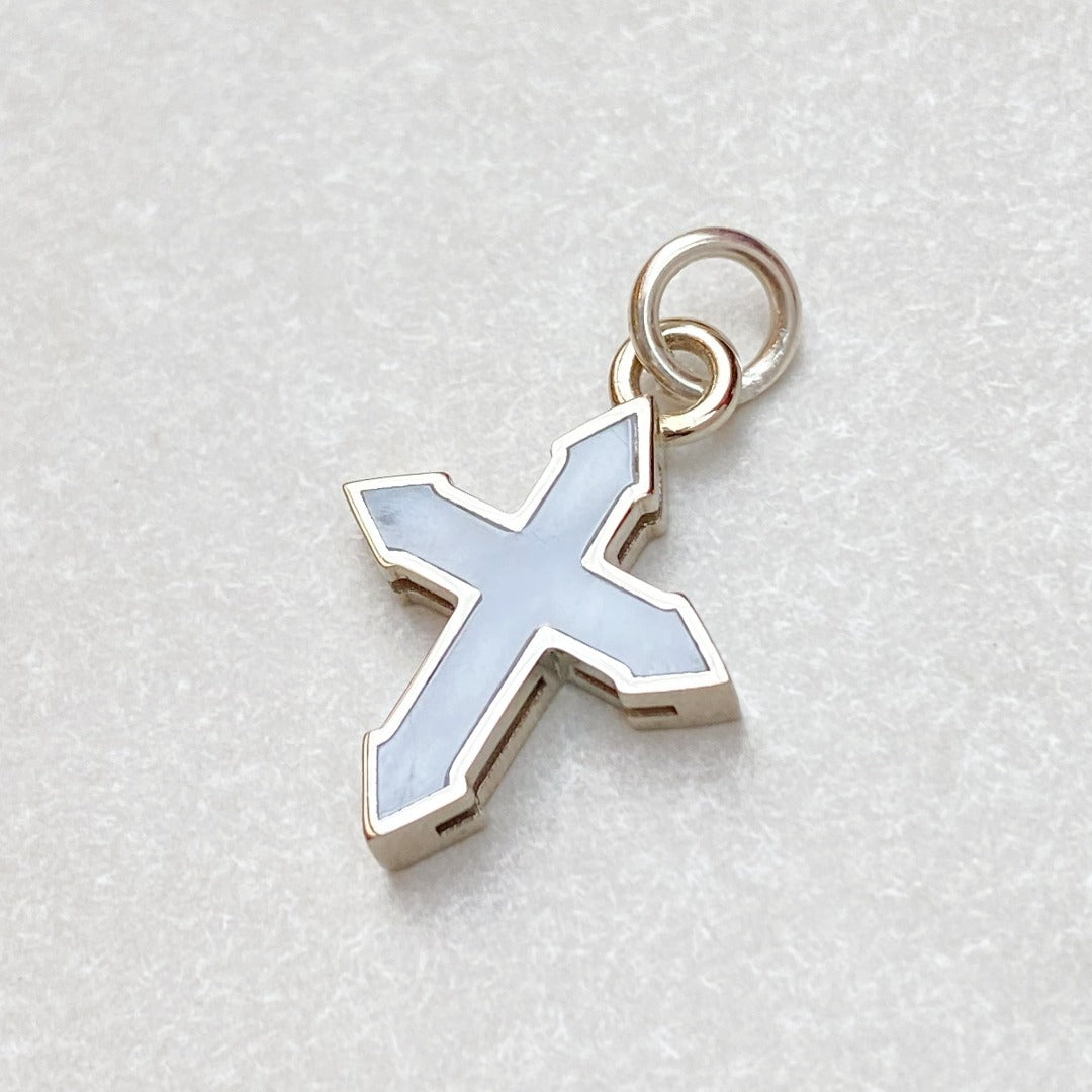 PENDANT CROSS "VENUS" / SOLID GOLD & MOTHER-OF-PEARL