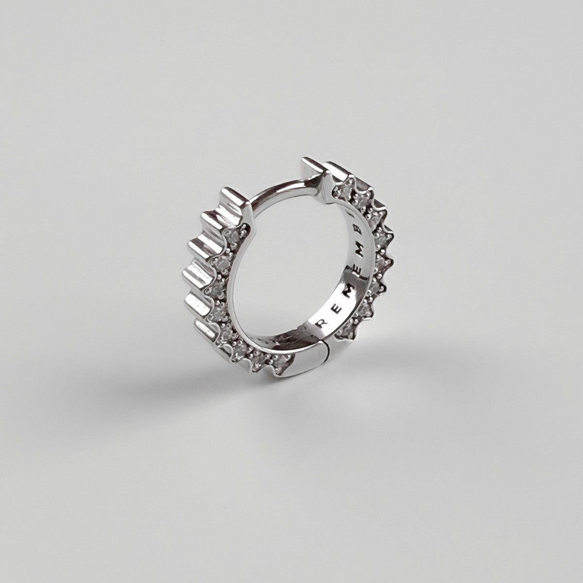 HOOP EARRING "GEARS OF TIME" MINI WITH MOISSANITE | SILVER