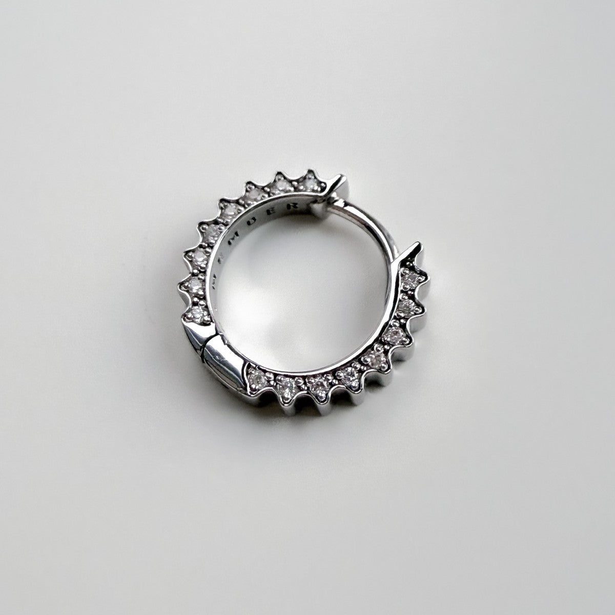 HOOP EARRING "GEARS OF TIME" MINI WITH MOISSANITE | SILVER