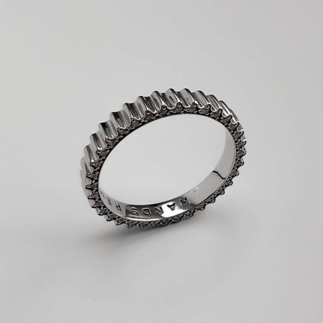 RING "GEARS OF TIME" WITH MOISSANITE ON ONE SIDE | SILVER