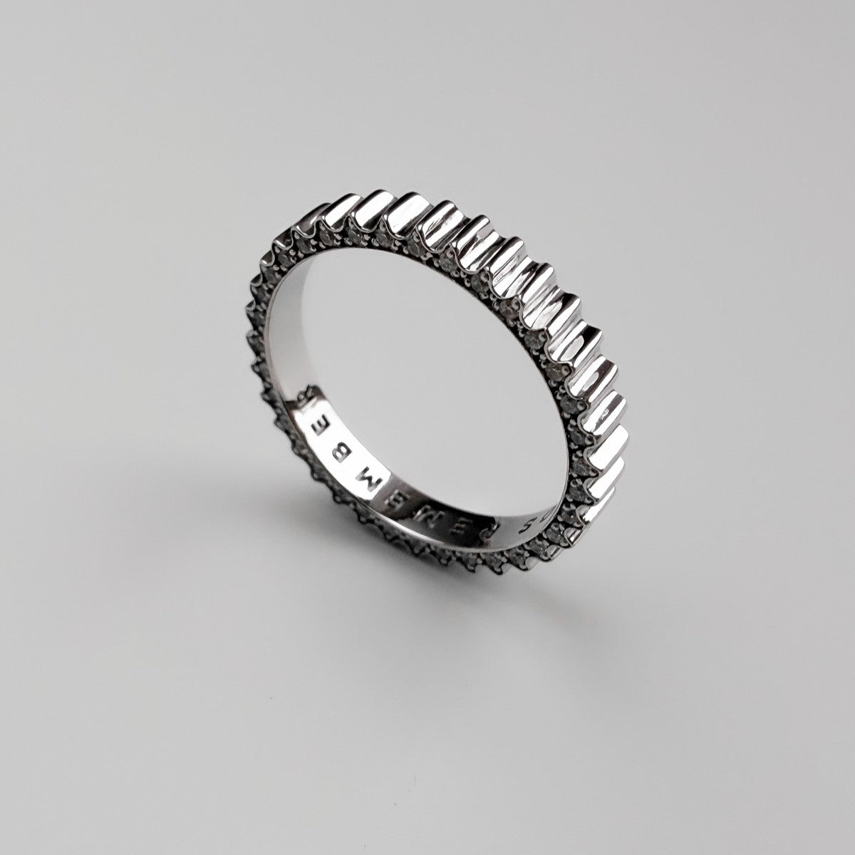 RING "GEARS OF TIME" WITH MOISSANITE ON ONE SIDE | SILVER