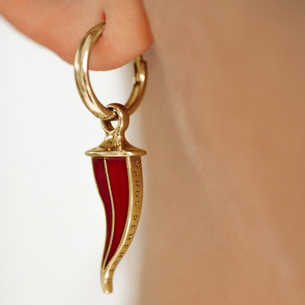 EARRING "LUCKY FLAME" WITH RED ENAMEL / GOLD