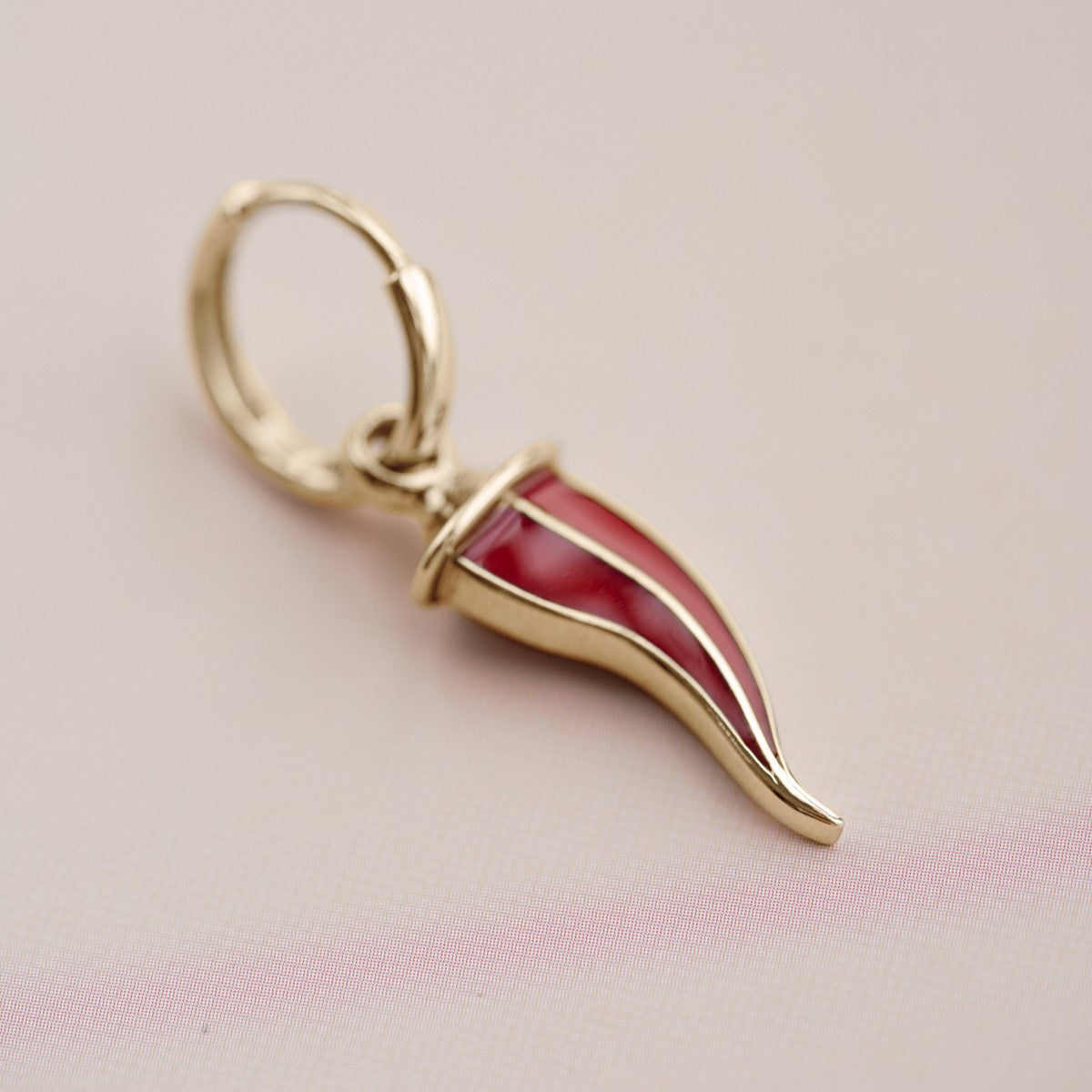 EARRING "LUCKY FLAME" WITH RED ENAMEL / GOLD