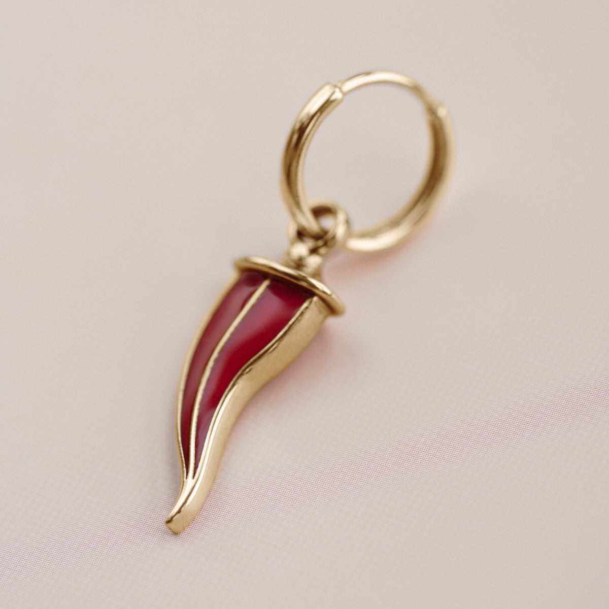 EARRING "LUCKY FLAME" WITH RED ENAMEL / GOLD