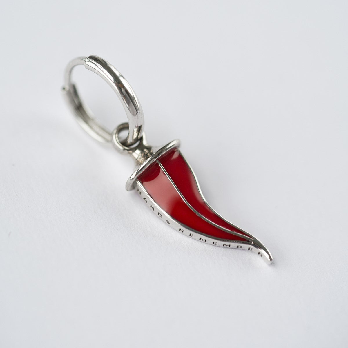 EARRING "LUCKY FLAME" WITH RED ENAMEL / SILVER