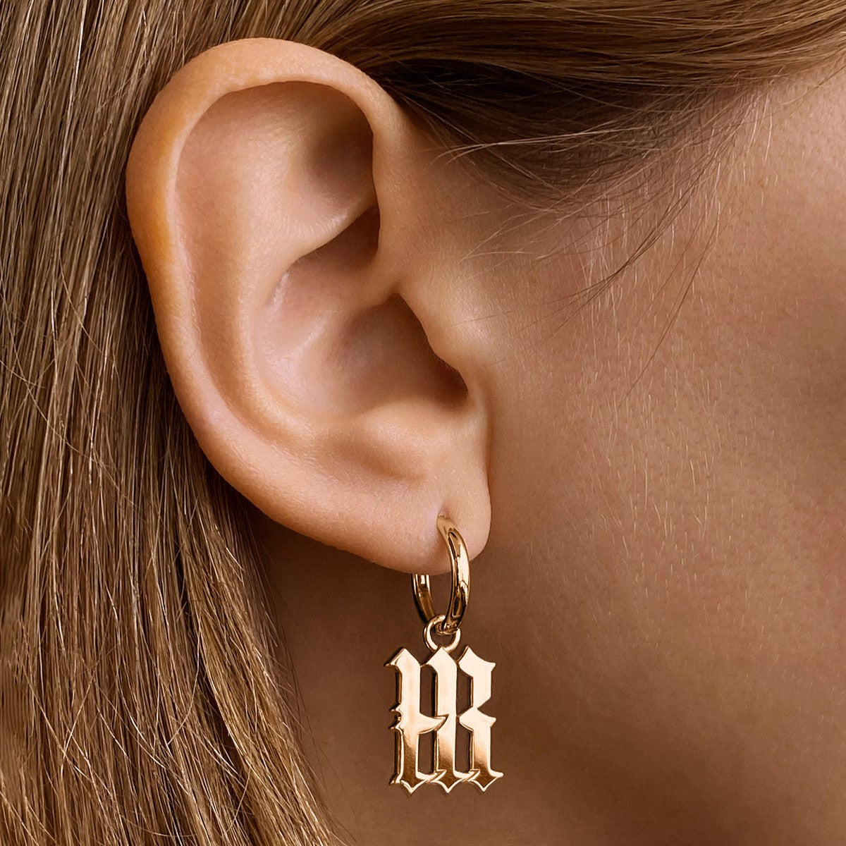 EARRING "GOTHIC LOGO" / SOLID GOLD