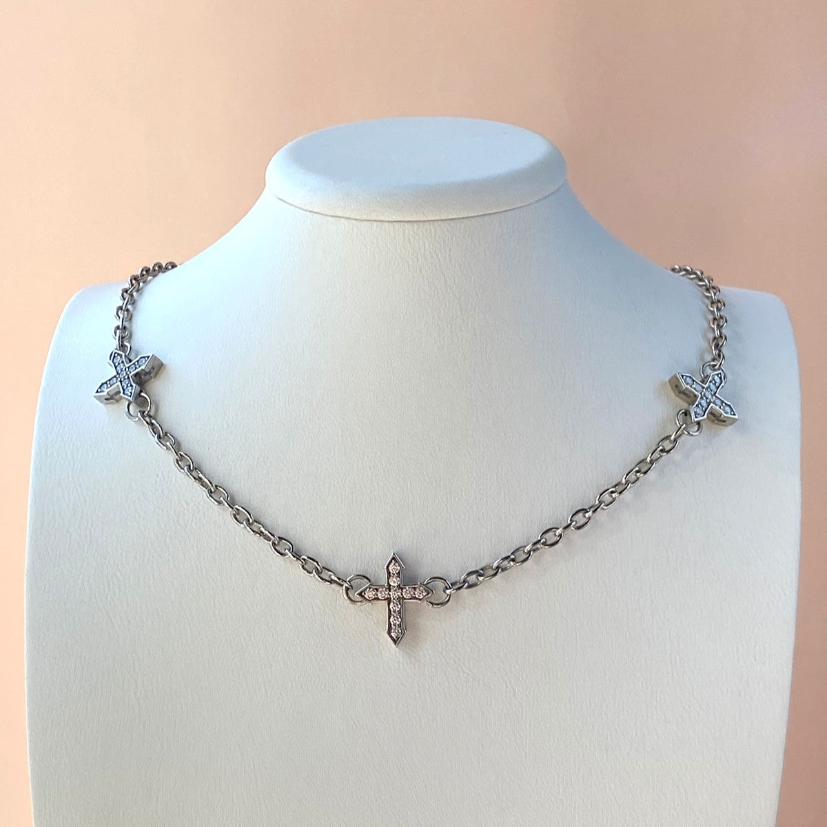 NECKLACE "TRINITY "GLOW" WITH MOISSANITE / SILVER