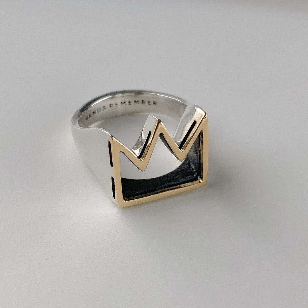 RING "CROWN" / SILVER & SOLID YELLOW GOLD (SIZE 11.5)