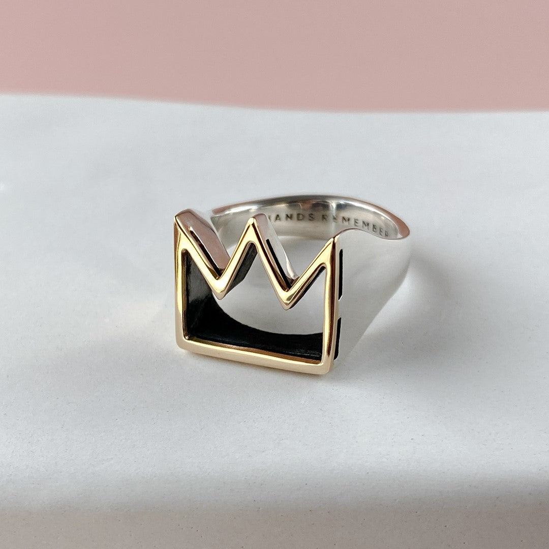 RING "CROWN" / SILVER & SOLID GOLD