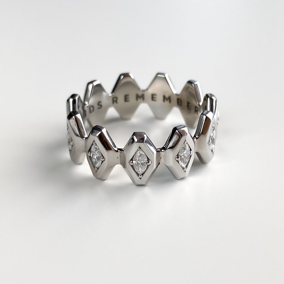 RING "SCALES" WITH MOISSANITE | SILVER
