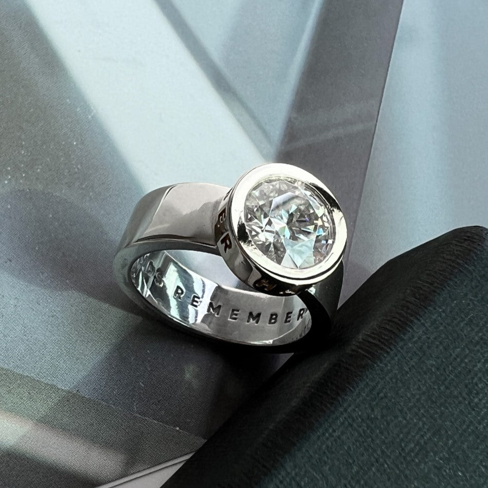 RING "STONE BALL" WITH MOISSANITE / SILVER